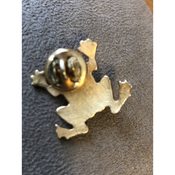 Vintage Frog W/Green Rhinestones Pin, Black Stone Eyes- Goldtone - Picture 3 of 6